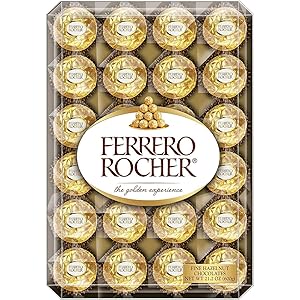 Ferrero Rocher Fine Hazelnut Chocolates, 48 Count Flat, 21.2 Oz