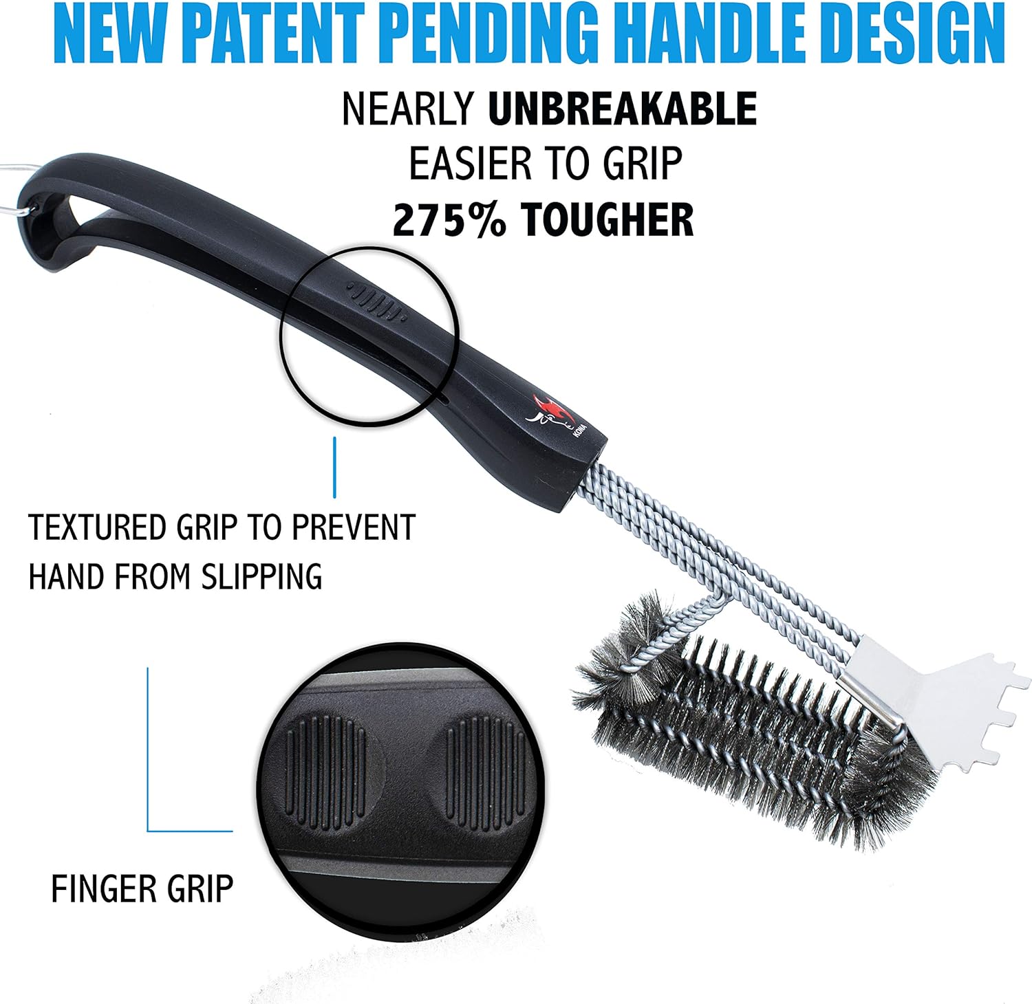 Kona Speed/Scrape Grill Brush and Scraper - Compatible with Weber and Other Brands Flat & Round Grill Grates - BBQ Cleaner for Gas Grills, Stainless Steel Cast Iron Grates - New Flex Grip Handle: Home & Kitchen