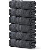 REDKISS 6 Pack Premium Hand Towels for Bathroom, 13 x 30 inch, 100% Cotton Hand Towel Set of 6, Super Soft and Highly Absorbent Towels for Bathroom, Gym, Spa, Shower, and Hotel, Gray