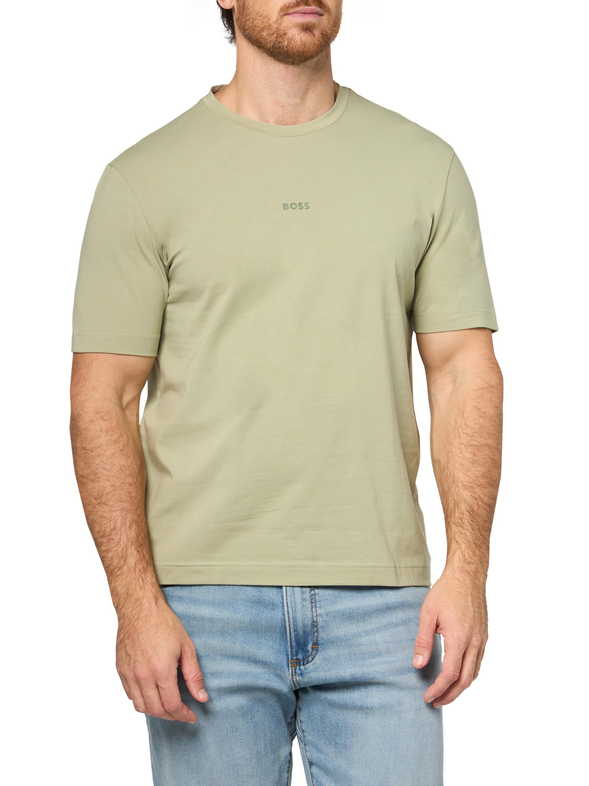 BOSS, Small Chest Logo Regular Fit Cotton T-Shirt, Moss Green, M