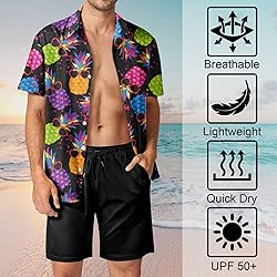 HUGLAZY Pineapple Hawaiian Shirt for Men Sunglasses