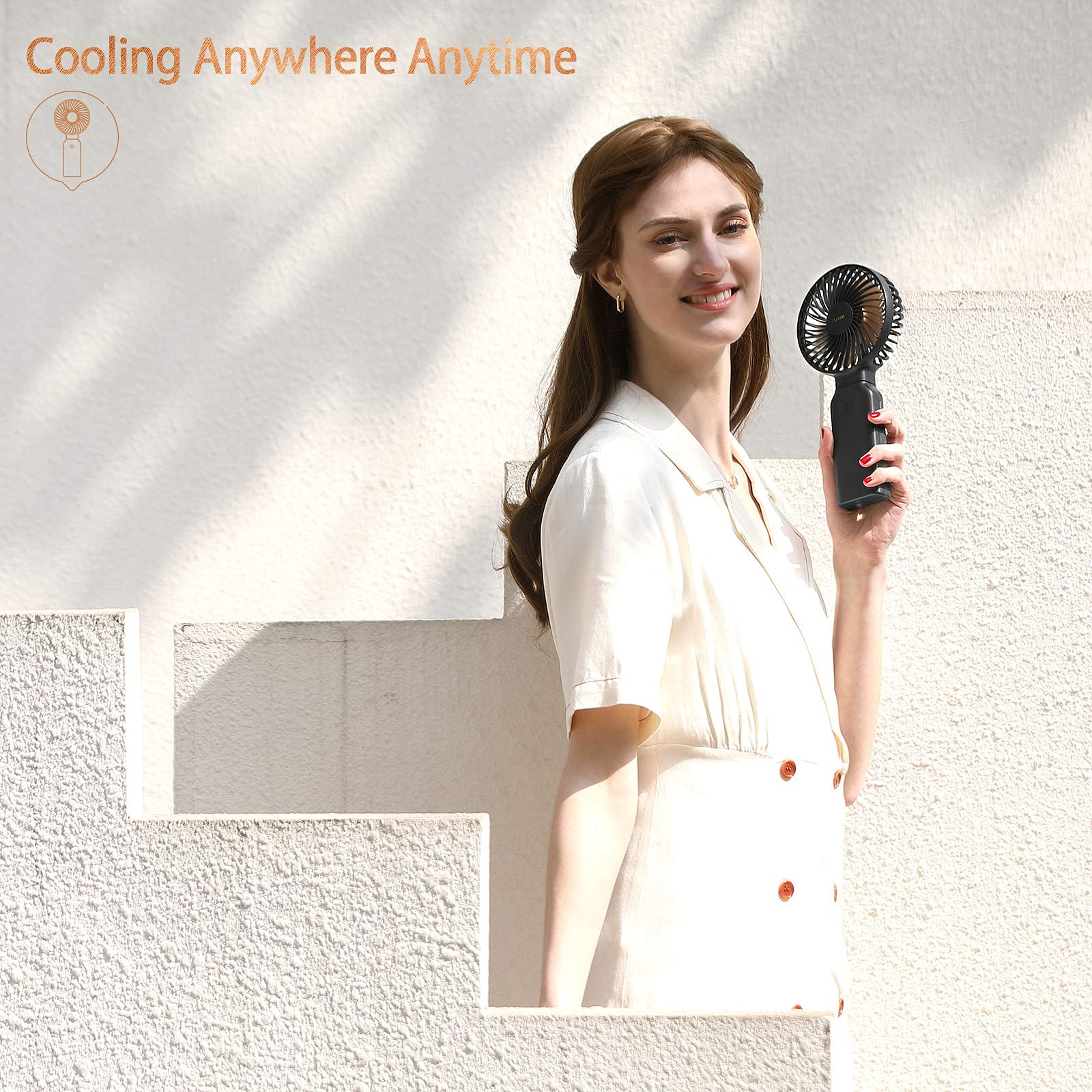 OUTXE Funme Handheld Fan 10000mAh Desk Fan Portable Battery Travel Fan, Powerful Airflow, Last 9-53 hrs for Travel, Camping and Outdoor Activities