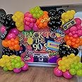 80s 90s Disco Party Decorations, 149Pcs Colorful Balloon Garland Kit Hot Pink Orange Green Balloons with Radio Retro Mobile Phone Balloons for Back to the 80s 90s Hip Hop Music Birthday Supplies