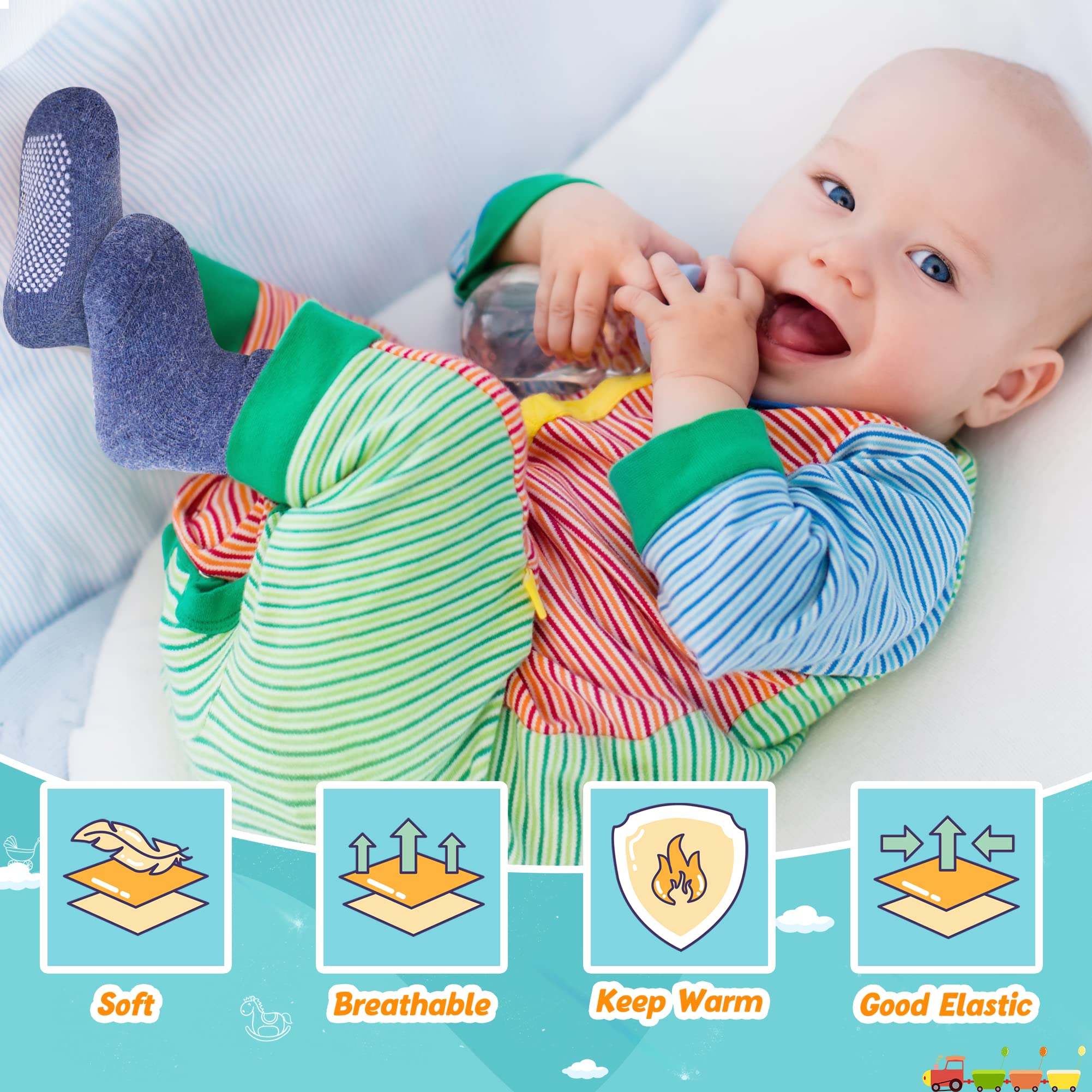 Eyean Baby Wool Grip Sock Soft Winter Warm Thick Non Slip Toddler Boy Girls Crew Socks For Children 6 Pairs