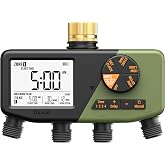 Diivoo 4 Zone Sprinkler Timer with IP68 Waterproof &amp; Large Display | Water Timer with Rain Delay &amp; Manual Watering, for Garden Hose, Lawn, Yard