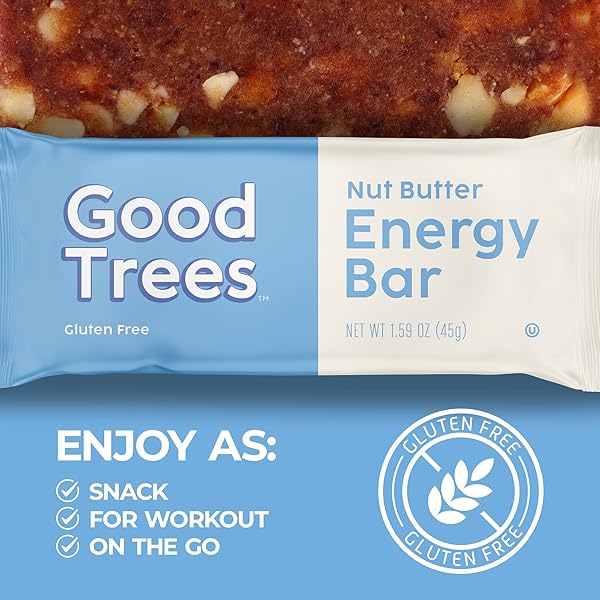GOOD TREES NUT BUTTER ENERGY BARS, GLUTEN-FREE SNACKS, 16 COUNT