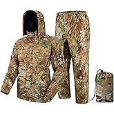 Fousam Rain Suit, Rain Gear for Men Waterproof, Camo Rain Jacket, Lightweight Rain Coat