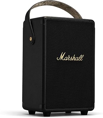 Tufton Outdoor Tragbarer Bluetooth Partylautsprecher, IPX2 wasserbeständig – Schwarz und Messing