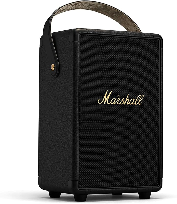 Tufton Outdoor Tragbarer Bluetooth Partylautsprecher, IPX2 wasserbeständig – Schwarz und Messing