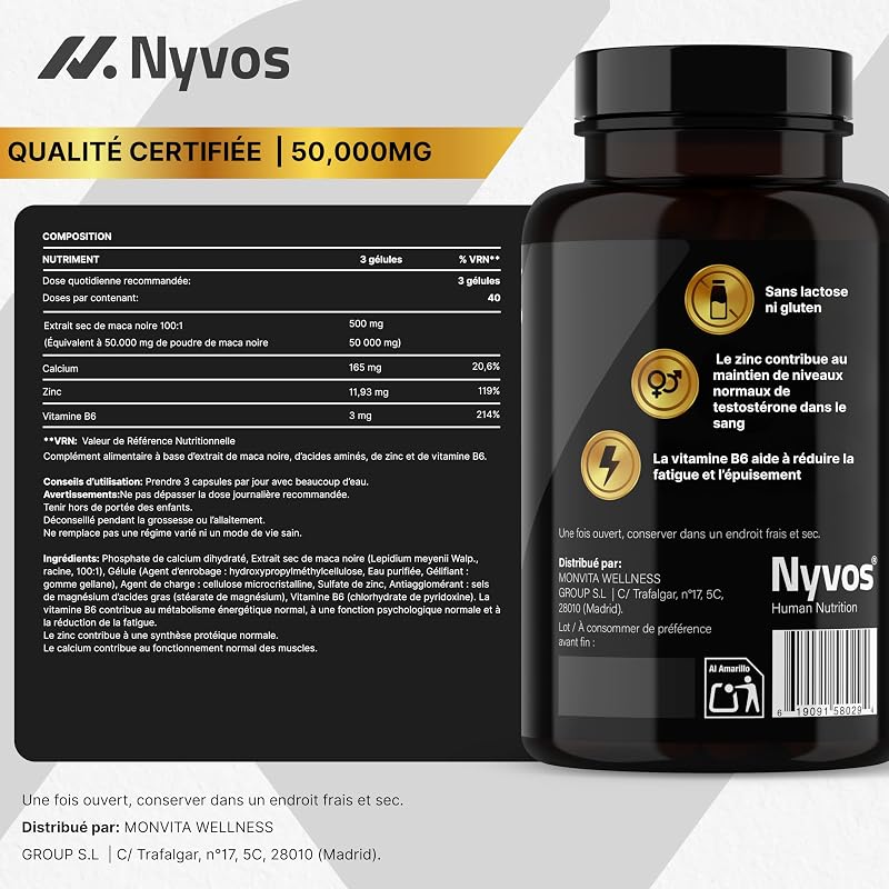 Maca Noire Ultra Extra Forte 50.000 mg Équiv. (100:1) par Dose - 120 Gél. — photo 5 sur 8