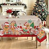 hometrixx Christmas Wood Grain Candy Rectangle Table Cloth Cover 60x84inch | Polyester holiday Xmas Winter tablecloth Machine Washable Table Cover Stain Wrinkle Resistant Dining Party Kitchen Decor