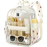 BTOOP Clear Mini Backpack for Stadium Events 12x12x6 Small Transparent Backpacks Plastic See Through Clear Bag for Concerts Work Festival Security Travel