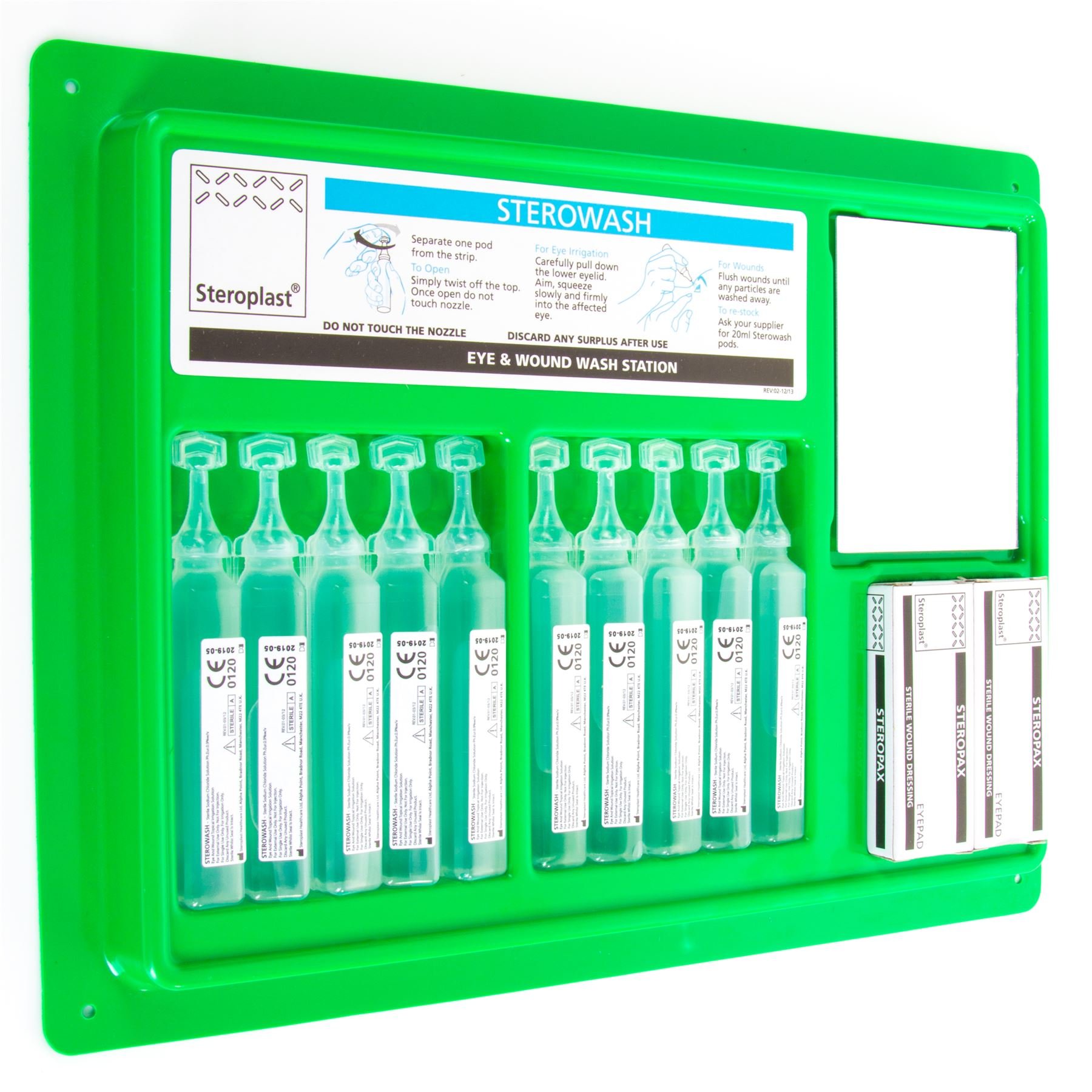 White Hinge Sterile Eye Wash Pod Station - Wall Mountable Work First Aid Kit