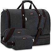 Garment Duffle Bag for Travel - Convertible Carry on Garments Duffel Bags Travel Bag for Women Men Large Weekender Bag with Shoes Compartment 3 in 1 Hanging Clothes Suit Dress Bag 3pcs Set