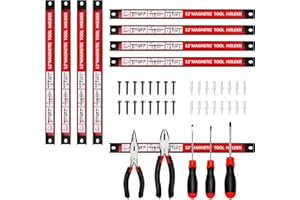 Antifir 12'' Magnet Tool Holders Storage Organizer, 8 Pack Wall Mount Magnetic Strips, for Garage, Kitchen, Workshop (Mounting Screws Included)