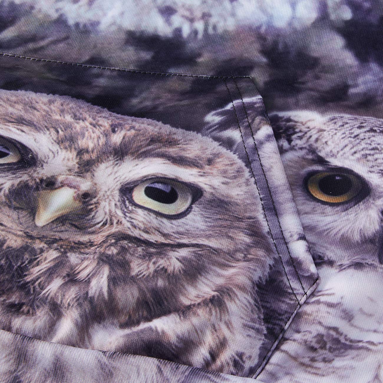 RAISEVERN Unisex Paar tragen Digitale Eulen 3D gedruckt Hooded Sweatshirt Casual Pullover Hoodies mit großer Tasche braun