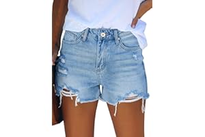 GRAPENT Women's High Waisted Ripped Stretchy Denim Hot Short Summer Jean Shorts