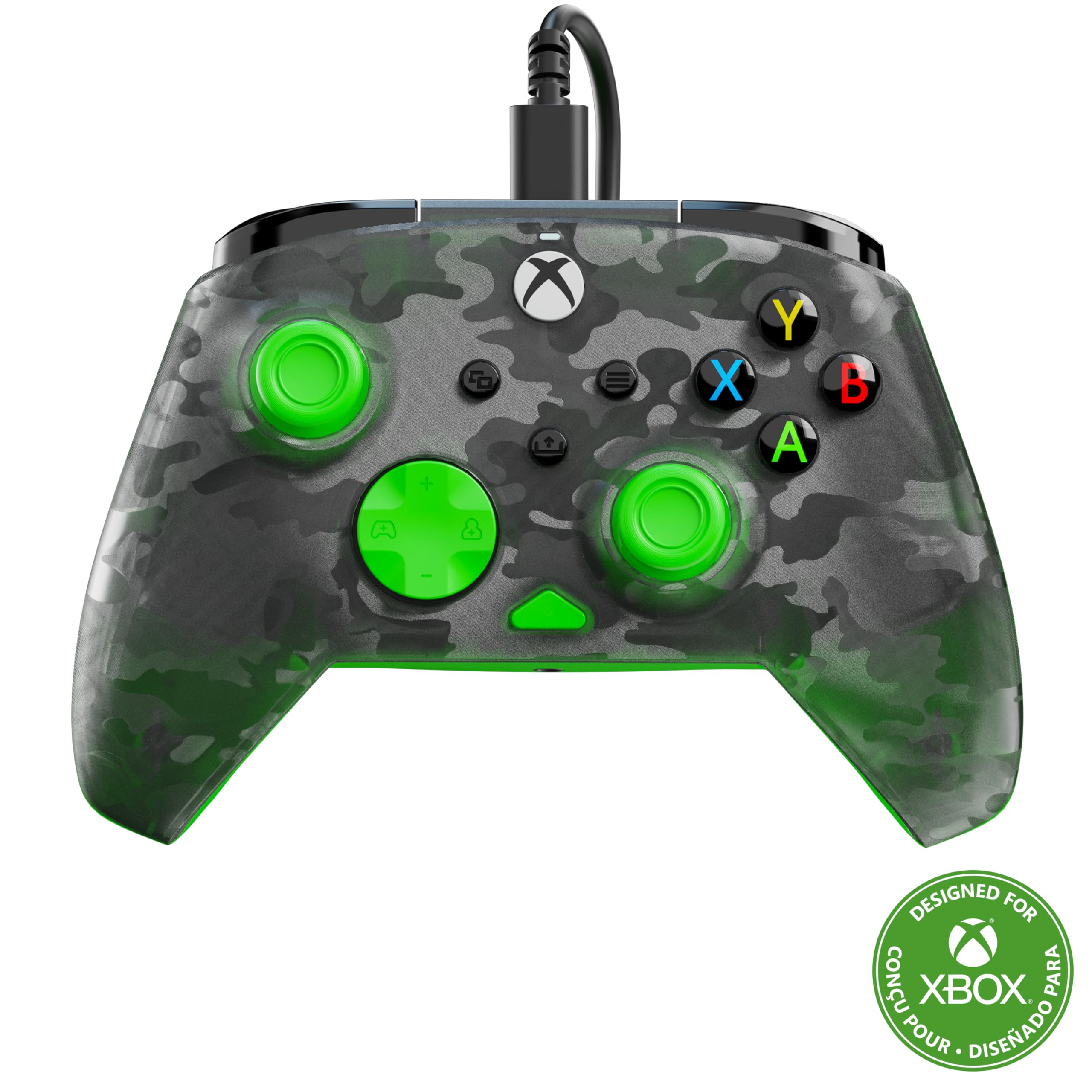 Turtle Beach Rematch Core Wired Gaming Controller - Licensed for Xbox Series X|S, Xbox One & Windows PCs - Audio Controls, Rumble Motors & Impulse Triggers, Companion App - Ghost Black Camo/Green