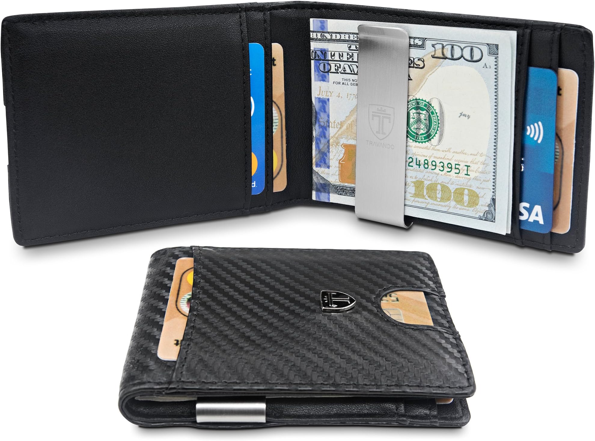 Money Clip Wallet HOUSTON Mens Wallet RFID Blocking Wallet - Minimalist Mini Slim Wallets Bifold for Men with Gift