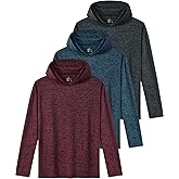 Orrstarry 3 Pack Dry-Fit Youth Boys Long Sleeve Athletic Hoodie Sweatshirts Active Hooded Pullover Shirts for Teen Kids