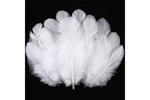 Soarer 300pcs White Feathers for Crafts - 3-5inch Feathers Bulk for Wedding Home Party, Dream Catcher Supplies and DIY Crafts(White)