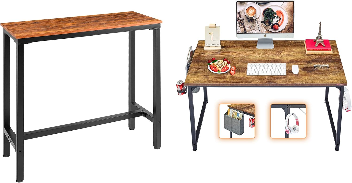 Mr IRONSTONE Bar Table & Computer Desk: Furniture & Decor
