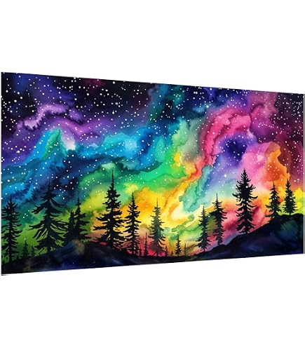 Fountor Aurora Diamond Painting Kit For Adults - Round Diamonds, 5D Full Drill, 12x16 Inch Highland Cow Canvas