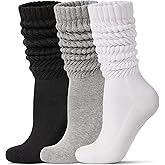 Toetally Women's Slouch Socks Long Boot Scrunch Sock Soft Cotton Knit Cozy Socks 3 Pairs