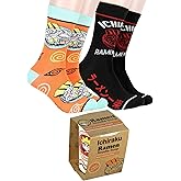 Bioworld Naruto Shippuden Men's Ichiraku Ramen Noodle Soup Cup Gift Set 2 Pairs Of Mid-Calf Crew Socks