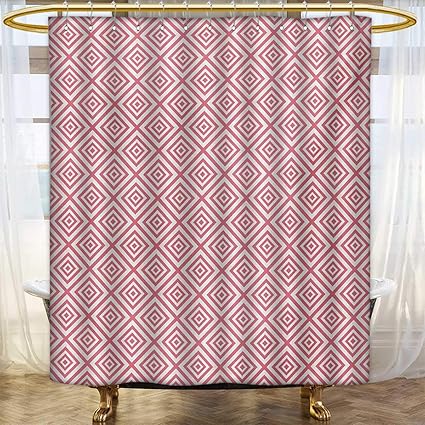 Amazon Com Lacencn Pink Shower Curtains Fabric Mosaic Tile Seem