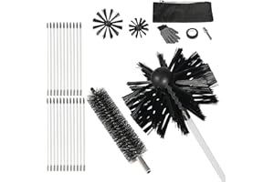 AOGYikang 30 Feet Dryer Vent Cleaning Brush Kit, Multi-Purpose lint Cleaning Brush with 4" and 6" Brush Head, Professional Lint Cleaning Accessories for Chimneys, Ducts, Dryers, Crevices