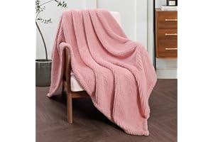 Whale Flotilla Fuzzy Fleece Throw Blanket for Couch(50x70 Inch), Extra Large Fluffy Warm Soft Jacquard Blankets for Winter Fall, Lightweight and Cozy, Pink