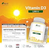 Nu U Nutrition Vitamin D 1000IU 365 Softgels UK Made D3 1 Day 1 Year view 4