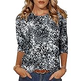 Zeagoo Women's Casual 3/4 Sleeve T-Shirts Round Neck Cute Tunic Tops Basic Tees Blouses Business Work Tee Top