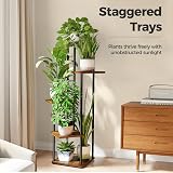 Bamworld 5 Tier Plant Stand Indoor Outdoor Wood Rack Boho Living Room Garden view 2