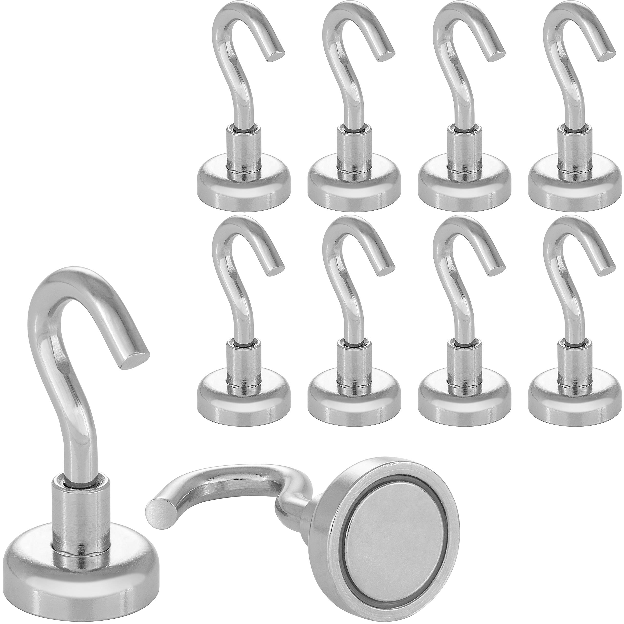 POPPSTAR 10 Pieces Magnet Hook (Clamping Force 8 kg, Diameter 16 mm) Mini Hook Magnets
