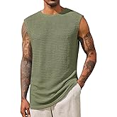 Runcati Mens Waffle Tank Tops Sleeveless T-Shirts Athletic Muscle Summer Beach Hippie Shirts