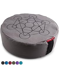 Peace Yoga Zafu Meditation Yoga Buckwheat Filled Cotton Bolster Pillow Cushion with Premium Designs - Choose your Design & Size