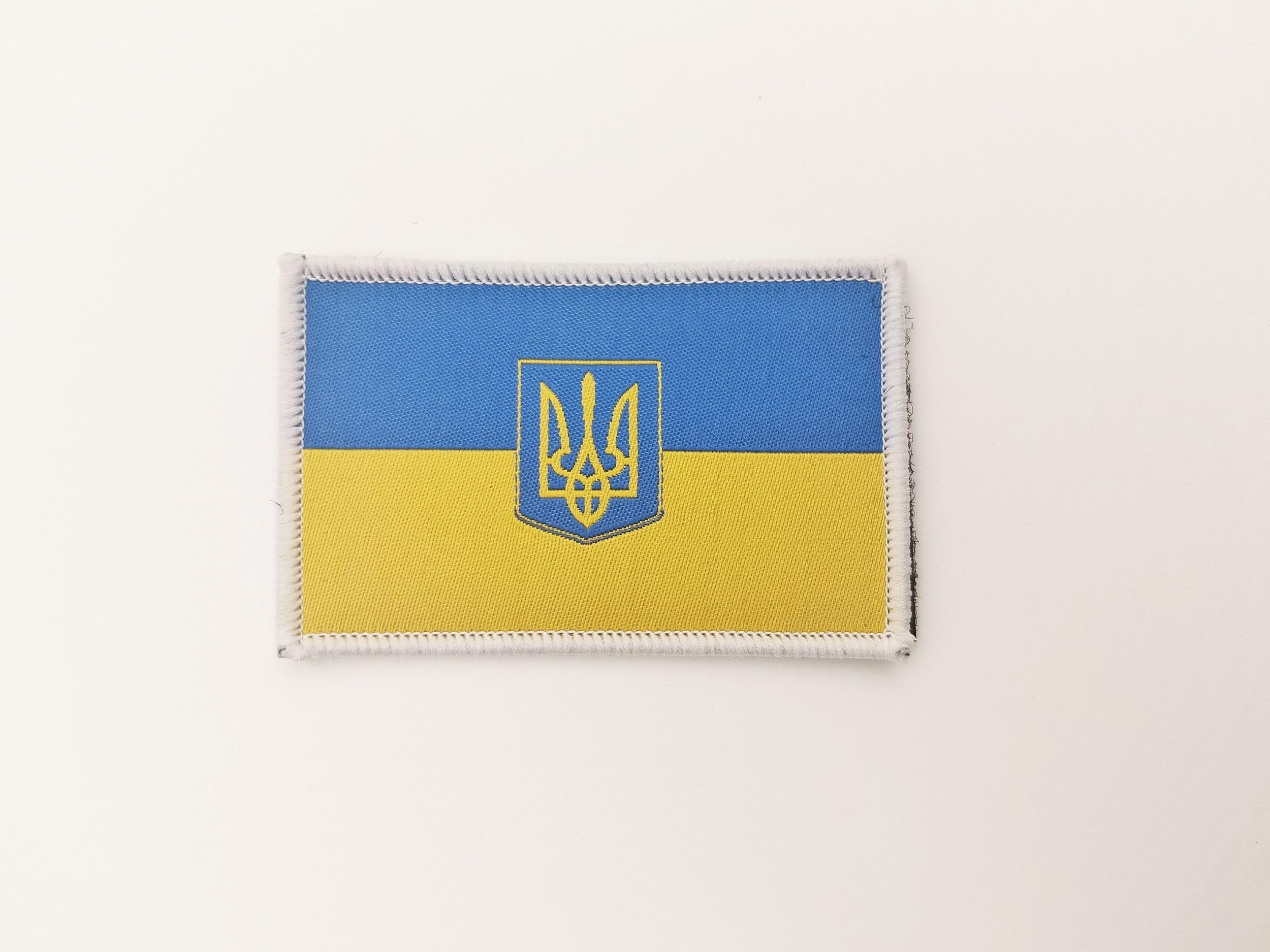Ukrainian Flag Embroidered with Ukrainian Crest - Biker Military Patch