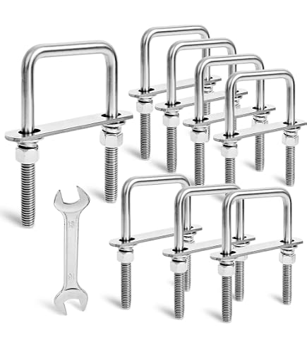 Moicstiy 4 Sets M6 Square U Bolts 2 Inch Wide, 304 Stainless Steel U-Bolts with Frame Plates, Nuts, and U Clamp for Trailers, Boats (50 mm x 80 mm Moicstiy 4 Sets M6 Square U Bolts 2 Inch Wide, 304 Stainless Steel U-Bolts with Frame Plates, Nuts, and U Clamp for Trailers, Boats (50 mm x 80 mm