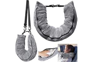EPPYYO 4Pack Stuffable Travel Pillow,Airplane Foot Rest,Adjustable Memory Foam Foot Sling,Office Leg Rest for Adults, Fits About 6 T-Shirts,Sleep Mask,Earplugs