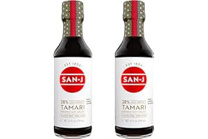 San-J Tamari 28% Less Sodium Soy Sauce - Tamari Sauce, Gluten Free , Vegan, Non-GMO - 10 Fl Oz, 2-Pack