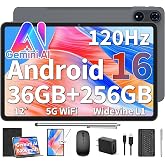 2026 Android 16 Tablet 12 inch - 36GB+256GB+2TB Expand, Gemini AI (Black) | 2K Electronic Tablet with 8-Core, WiFi, 2000x1200, 8000mAh, GPS, 2-in-1 Large Tablet with Case/Mouse/Stylus for Entertainment