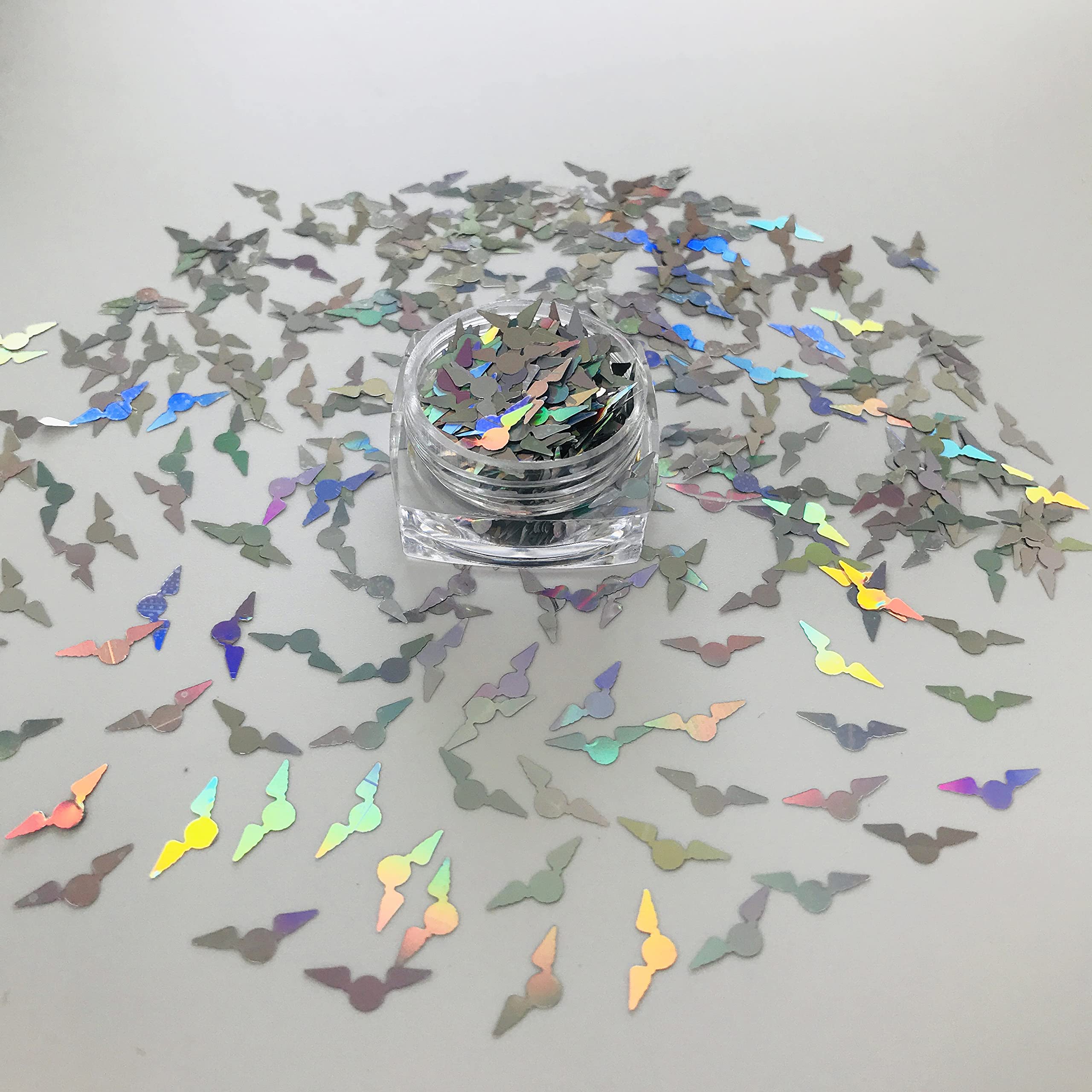 10 Grams/Pack - Siliver Snitch Eagle Shape Holographic Glitter Sequins for Resin DIY Making Art Craft Nail Makeup Decoration Accessories LB100