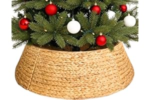 ChumDecor 28" Wicker Christmas Tree Collar for Artificial Trees, Rustic 7.5ft Tree Basket Skirt, Farmhouse Base Cover for Pencil, Slim Christmas Tree Collars, Handwoven from Seagrass