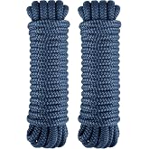 PACTHSD Double Braid 1/2" x 30' Boat Dock Lines (2-Pack) &ndash; Nylon Boat Ropes for Docking with 12" Spliced Eye &ndash; Heavy Duty Marine Rope &ndash; Soft &amp; Durable Boat Lines for Pontoon and Light Boat (Navy Blue)