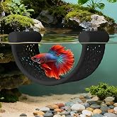 Floating Betta Hammock, Betta Fish Hammock, Floating Rest Platform or Small Aquariums, Nano Tanks, Shrimp, Corydoras, Betta Fish Tank Accessories, Fish Tank Decor, 3D Printed Aquarium Decor (Black)