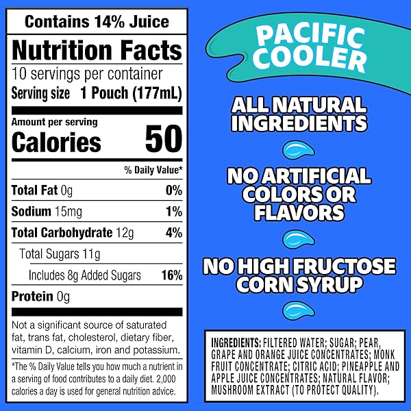 CAPRI SUN PACIFIC COOLER MIXED FRUIT FLAVORED JUICE DRINK BLEND, 10 CT BOX, 6 FL OZ POUCHES