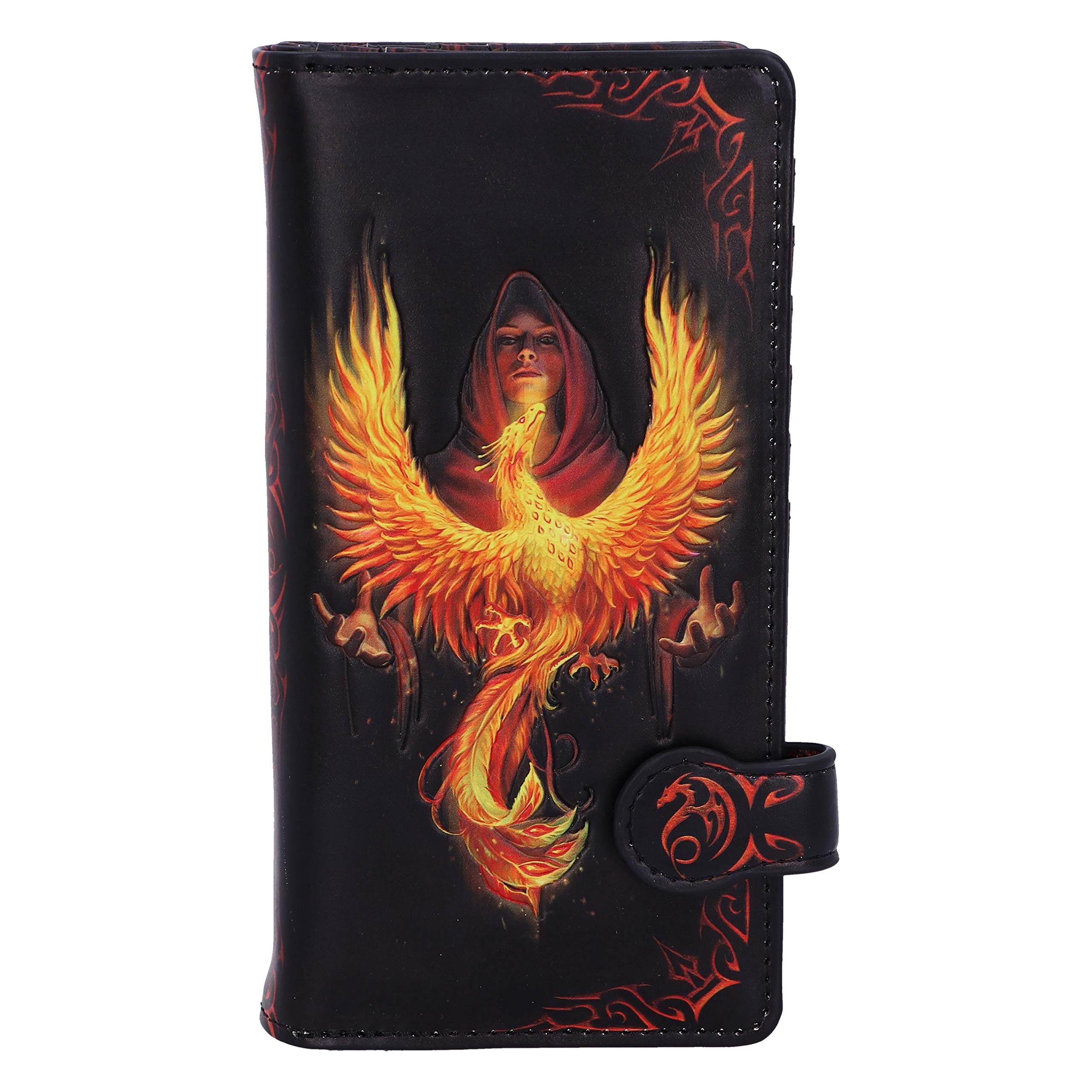 Nemesis Now Anne Stokes Phoenix Rising Mythical Bird Embossed Purse, Black, 18.5cm