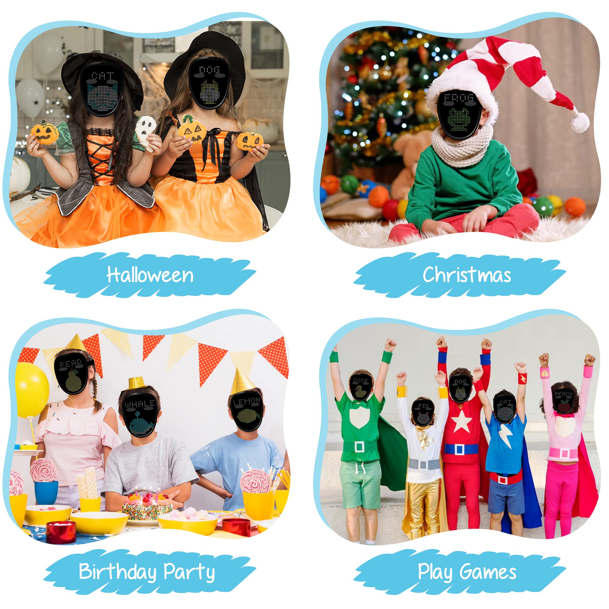 Depointer Life Led Mask with Gesture Sensing,Unisex LED Lighted Face Transforming Mask for Costume Cosplay Party Masquerade